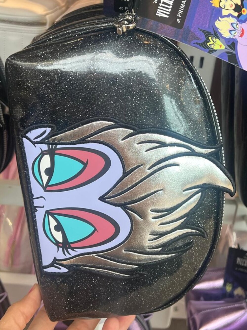 Disney Villains Ursula Black Glitter Cosmetic Bag Primark NWT